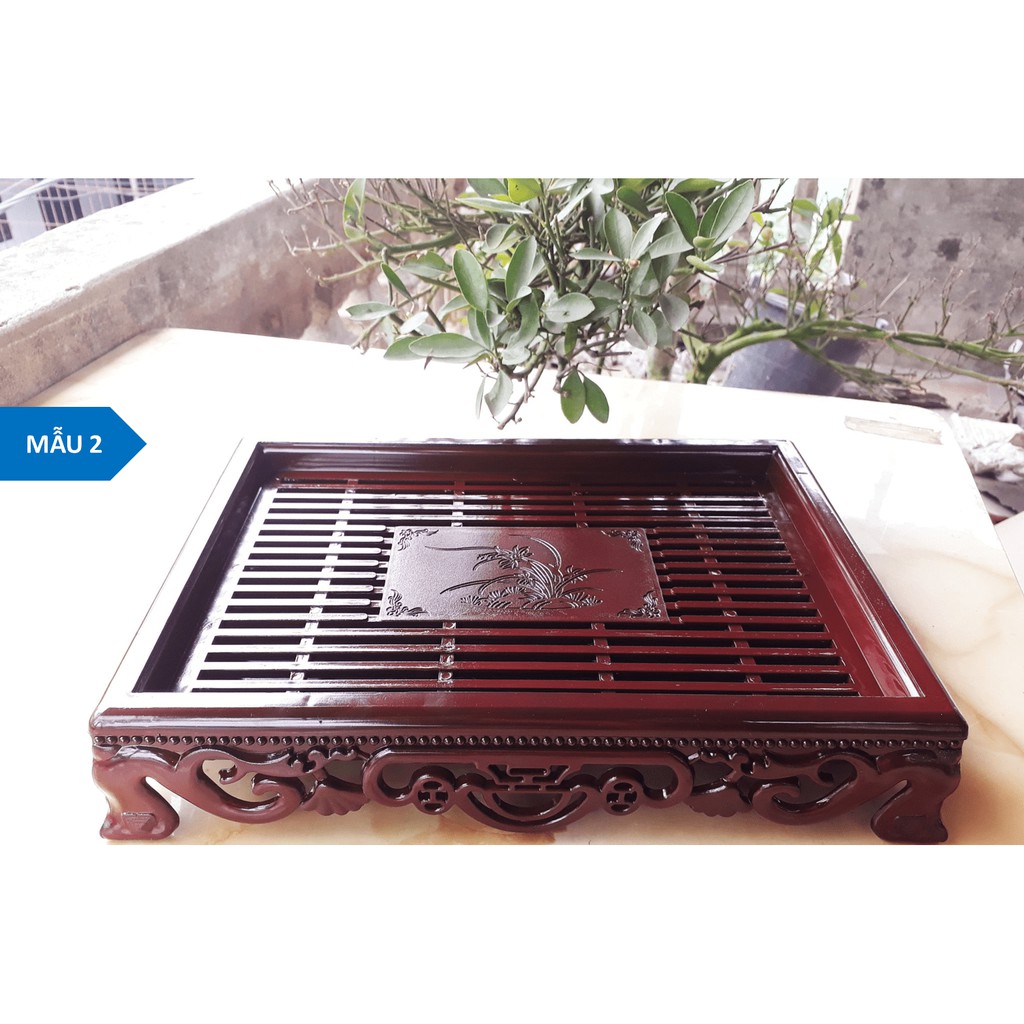 Khay úp cốc nhựa giả vân gỗ có chân