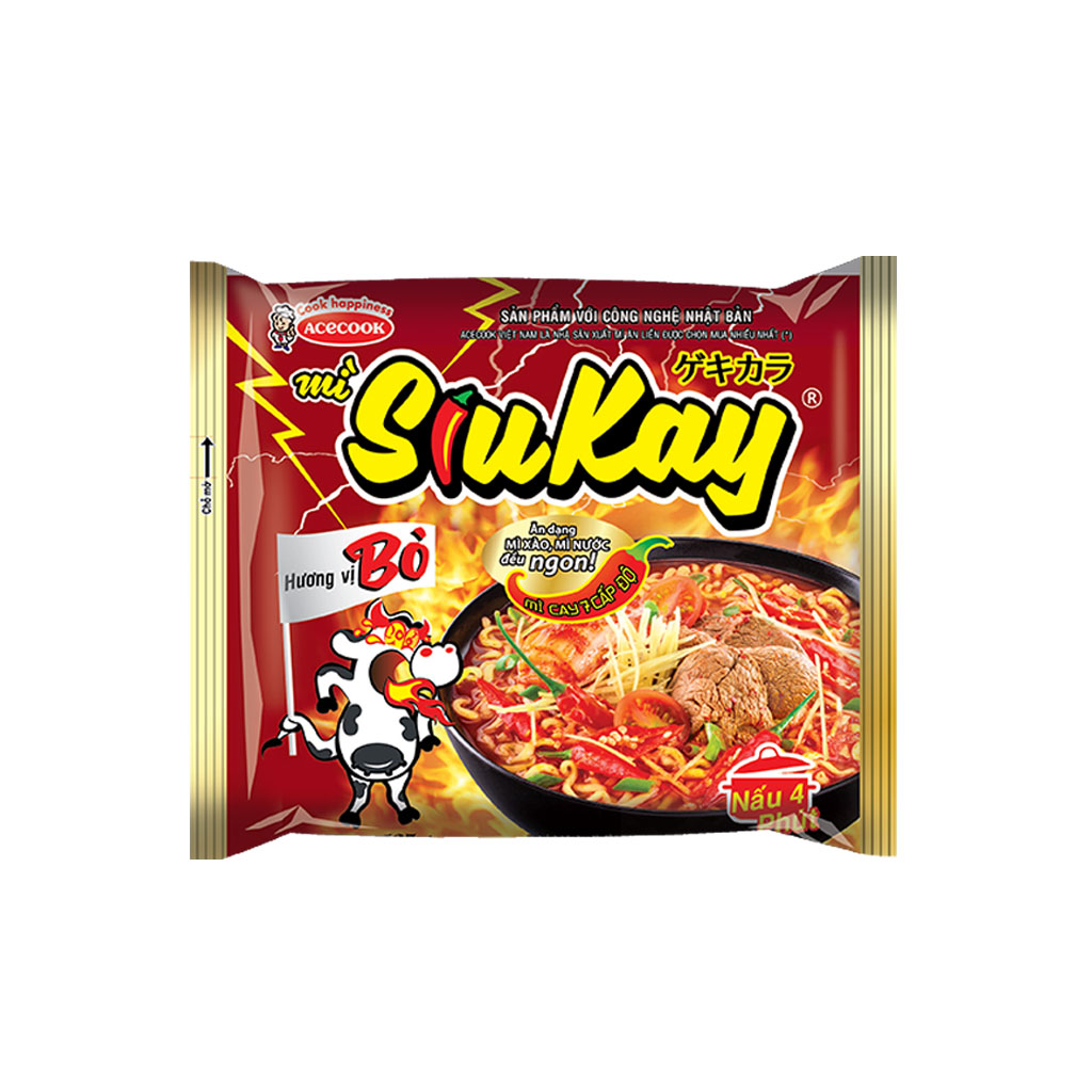 Thùng 24 gói mì Siukay vị bò 127g