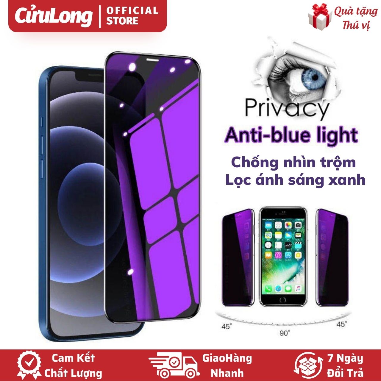 iPhone Tempered Glass Anti-Globe Filter Blue Light Eye Protection 3 in 1, 9d broken fingerprint anti-sweat screen protector