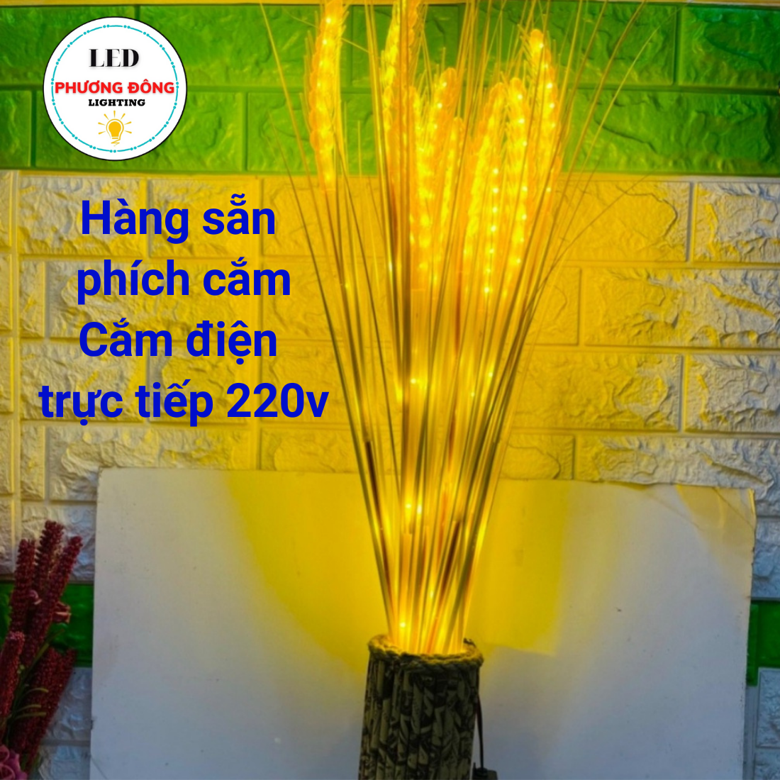 Bộ đèn LED Bông lúa mạch 10 bó màu vàng trang trí Trang trí Siêu đẹp