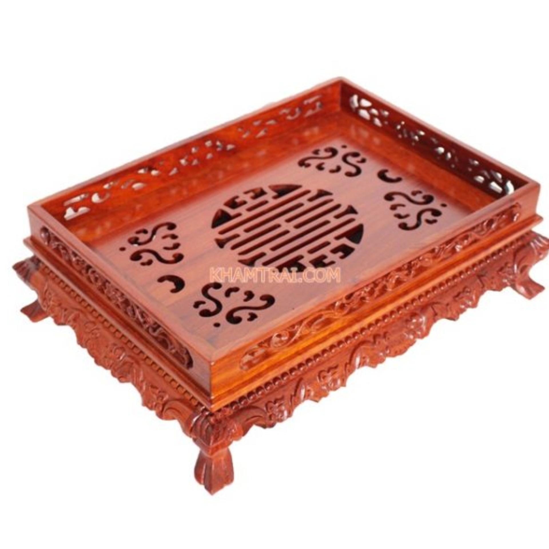 Khay trà gỗ hương (37 x 27 x 12 cm)