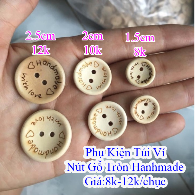 Nút gỗ tròn handmade (10 cái)