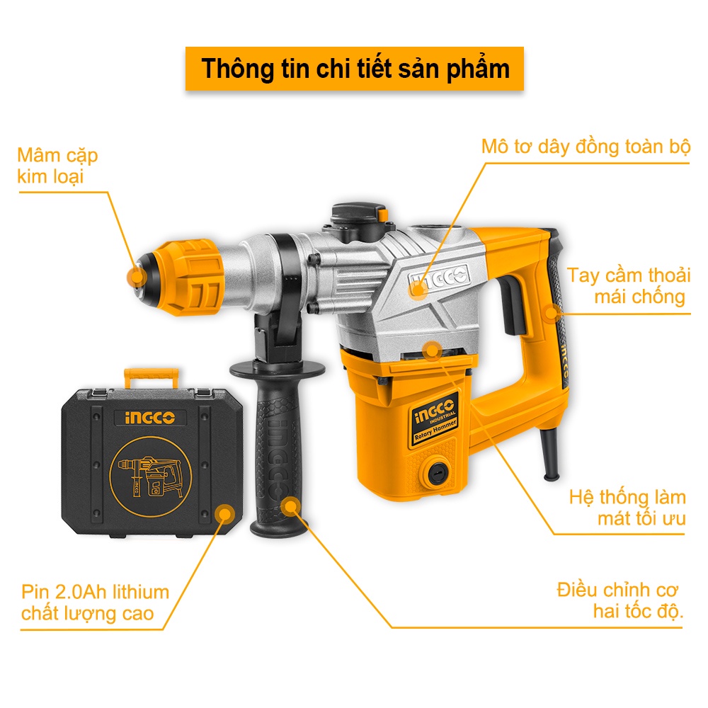 INGCO Máy khoan đục-1050W RH10508