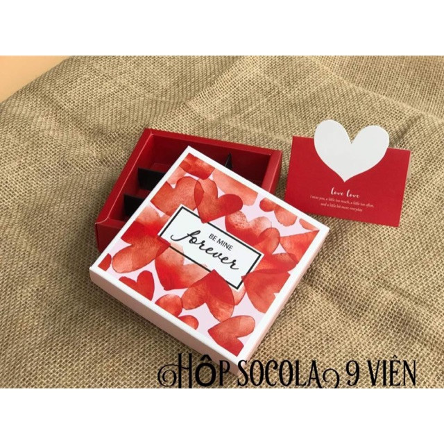 Hộp socola gấp mẫu 9-12-16-24 viên ( không kèm thiệp )