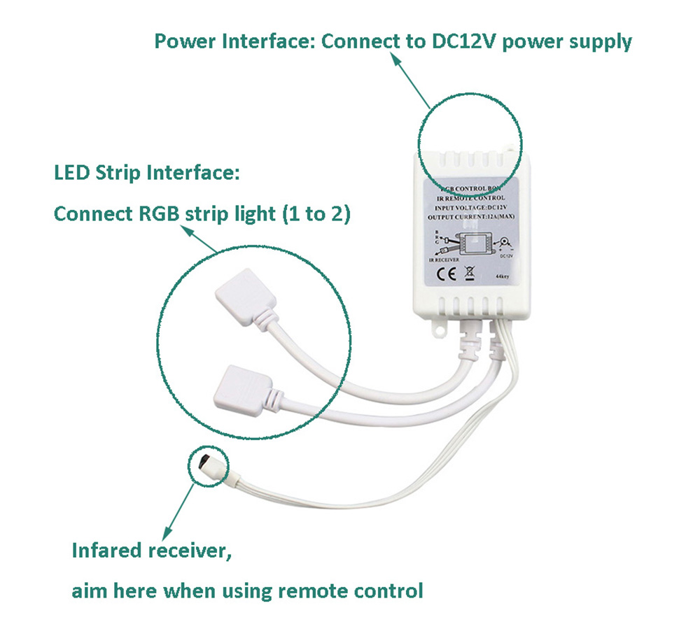 44 Key RGB LED Controller Controller SingleDual Output Connectors DC 12V 24V IR Remote Control for 5050 3528 2835 USB LED Strip Light
