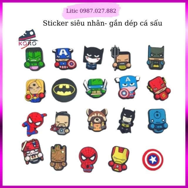 Combo 12 ; 6 chiếc jitbitz 2D chất dày dặn, đáng yêu gắn dép cá sấu - litic