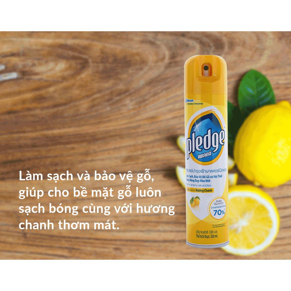 [HCM][Chai Xịt Đánh Bóng Đồ Gỗ] Pledge Hương Chanh Chai (330ml)