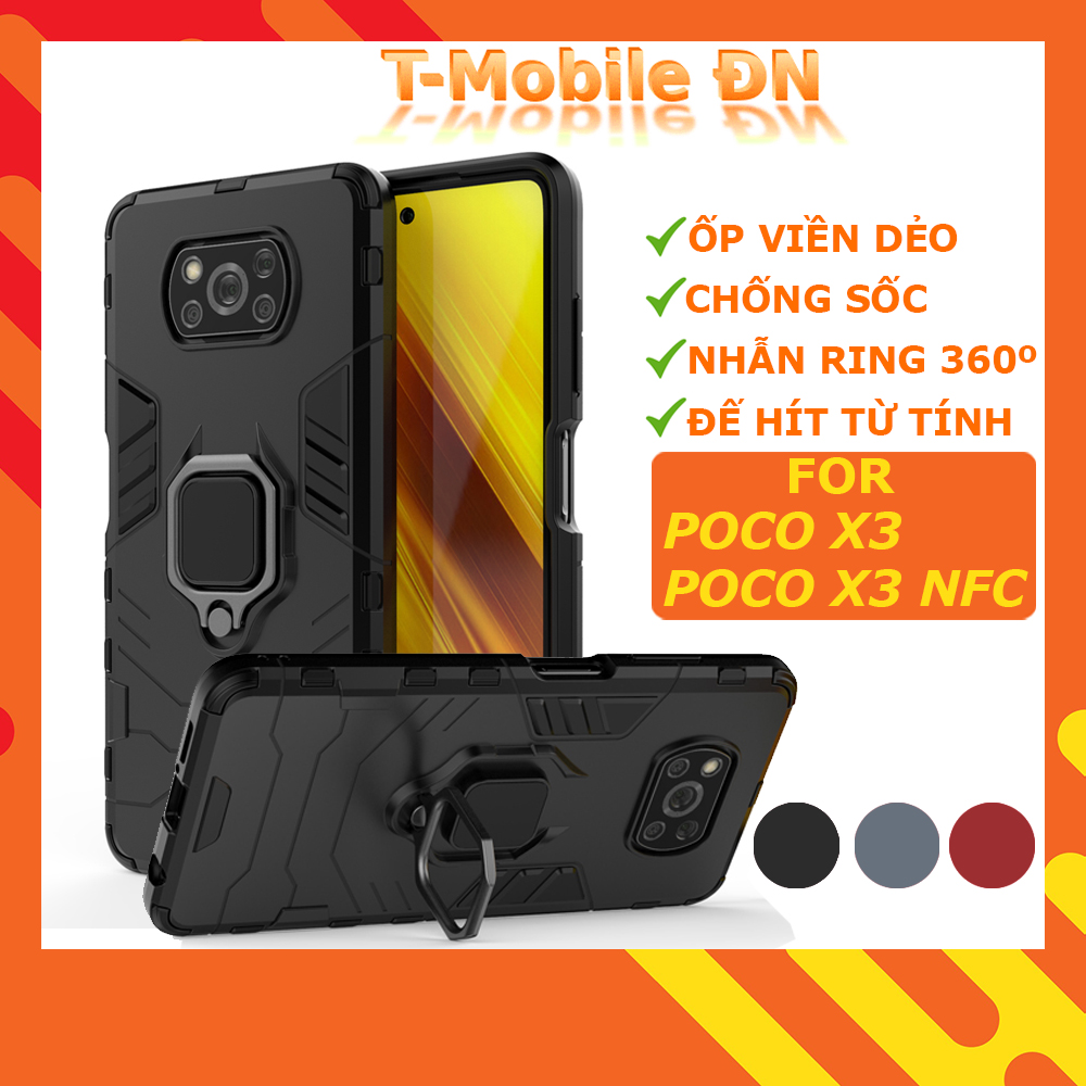 Ốp lưng Xiaomi Poco X3 NFC X3 Pro Ốp chống sốc iron man kèm nhẫn iring Bảo vệ camera và chống xem video tiện lợi cho Poco X3