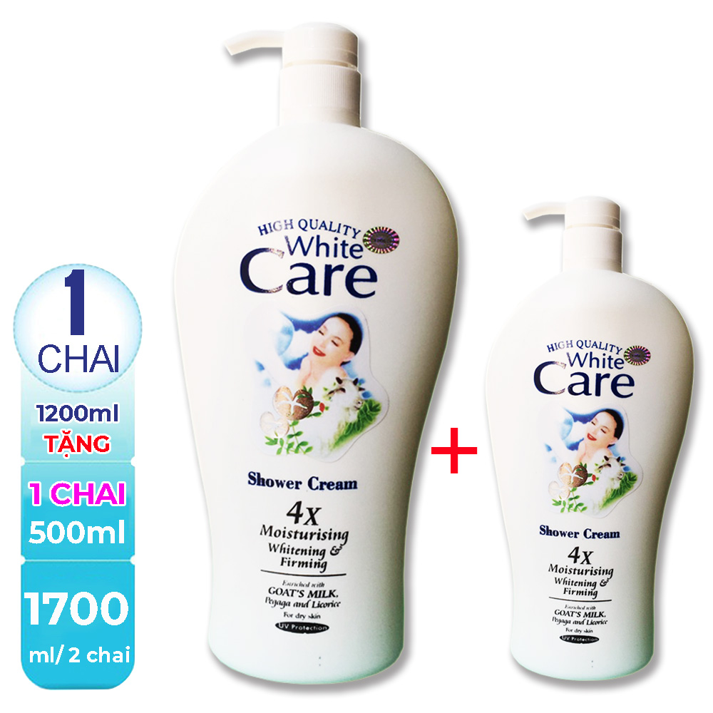 [Hcm][ Combo 2 Chai ] 1700Ml Sữa Tắm Dê White Care Cao Cấp Malaysia (Chai Lớn 1200Ml + Chai Nhỏ 500Ml ) Hsd Đến Tháng 10 - 2023