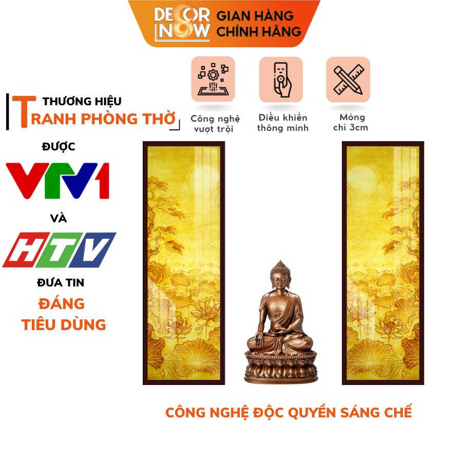 Đèn hào quang phật in tranh trúc chỉ đối decornow, trang trí ban thờ cho tượng phật, hào quang trúc chỉ dcn-29