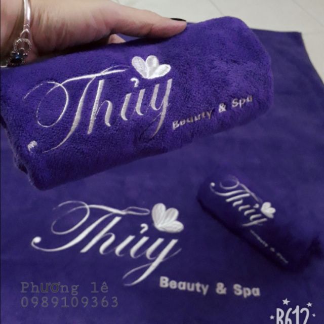 Khăn trải spa thêu logo 90x1m9,ko nhận ít (thêu 2 ngày xong)
