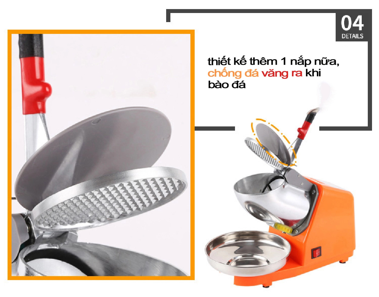 Máy bào đá tuyết 4 lưỡi 500W cho mọi gia đình