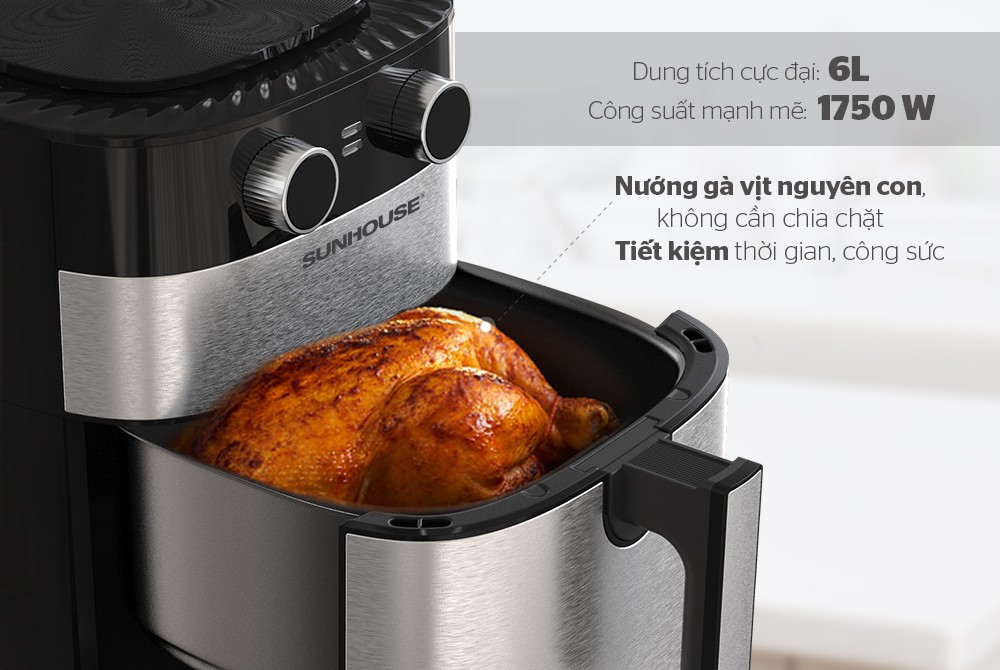 NỒI CHIÊN KHÔNG DẦU 6L SUNHOUSE SHD4026