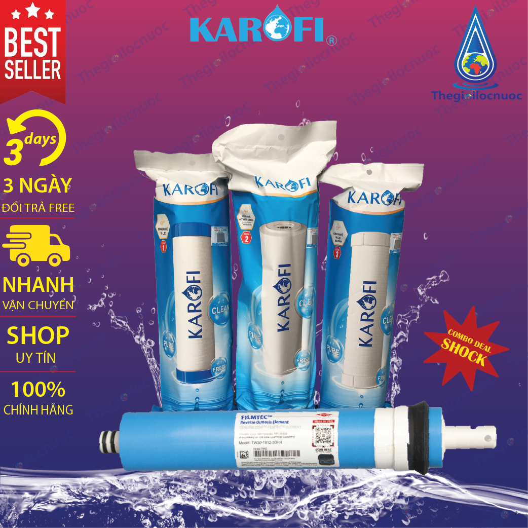 [HCM]Bộ Lõi Lọc Nước Karofi 1234