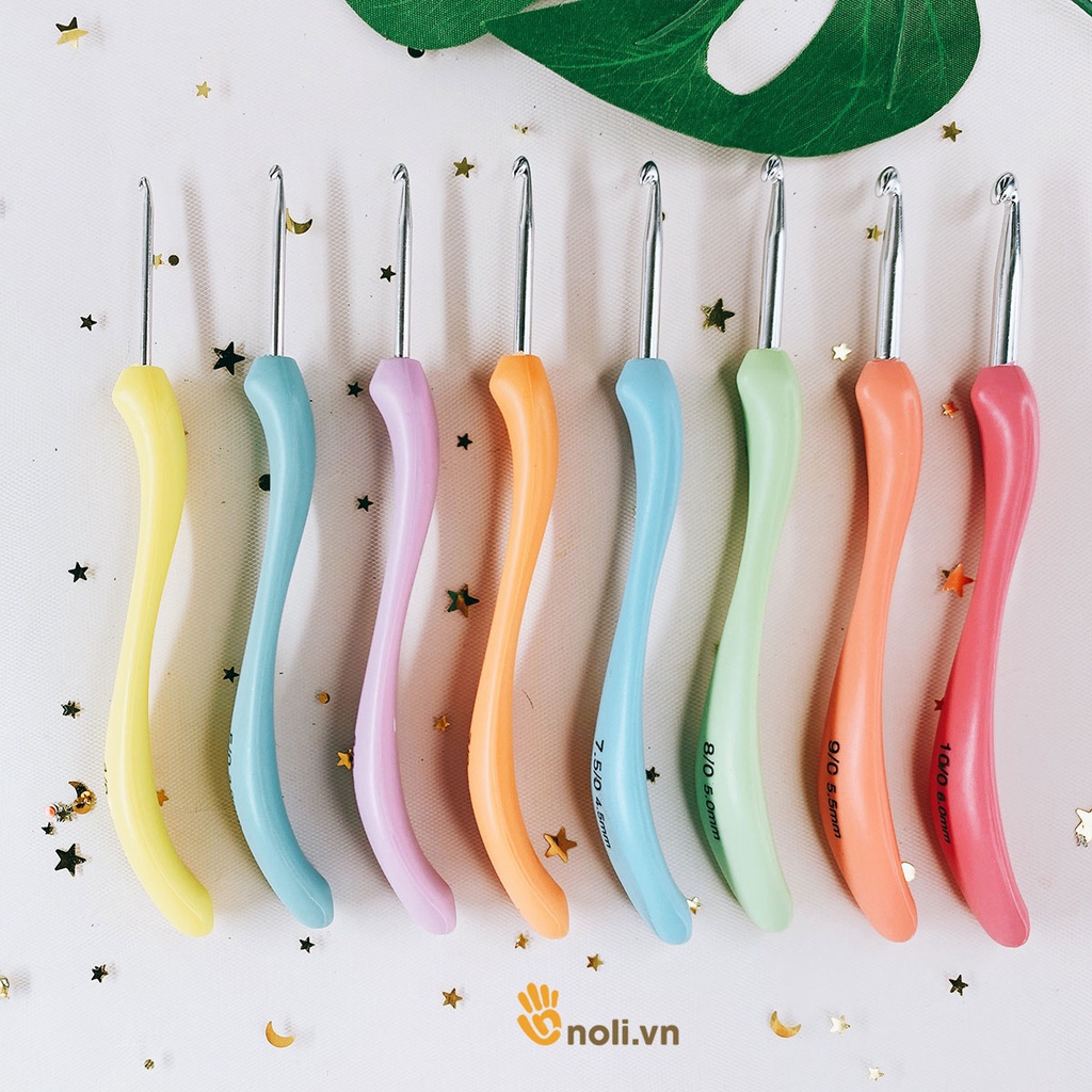 Bộ kim móc cán cong 8 cây - Móc len