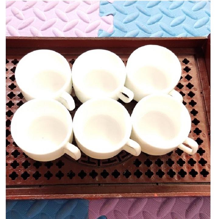 Bộ 6 chén/tách sứ siêu trắng dáng vuông Bát Tràng