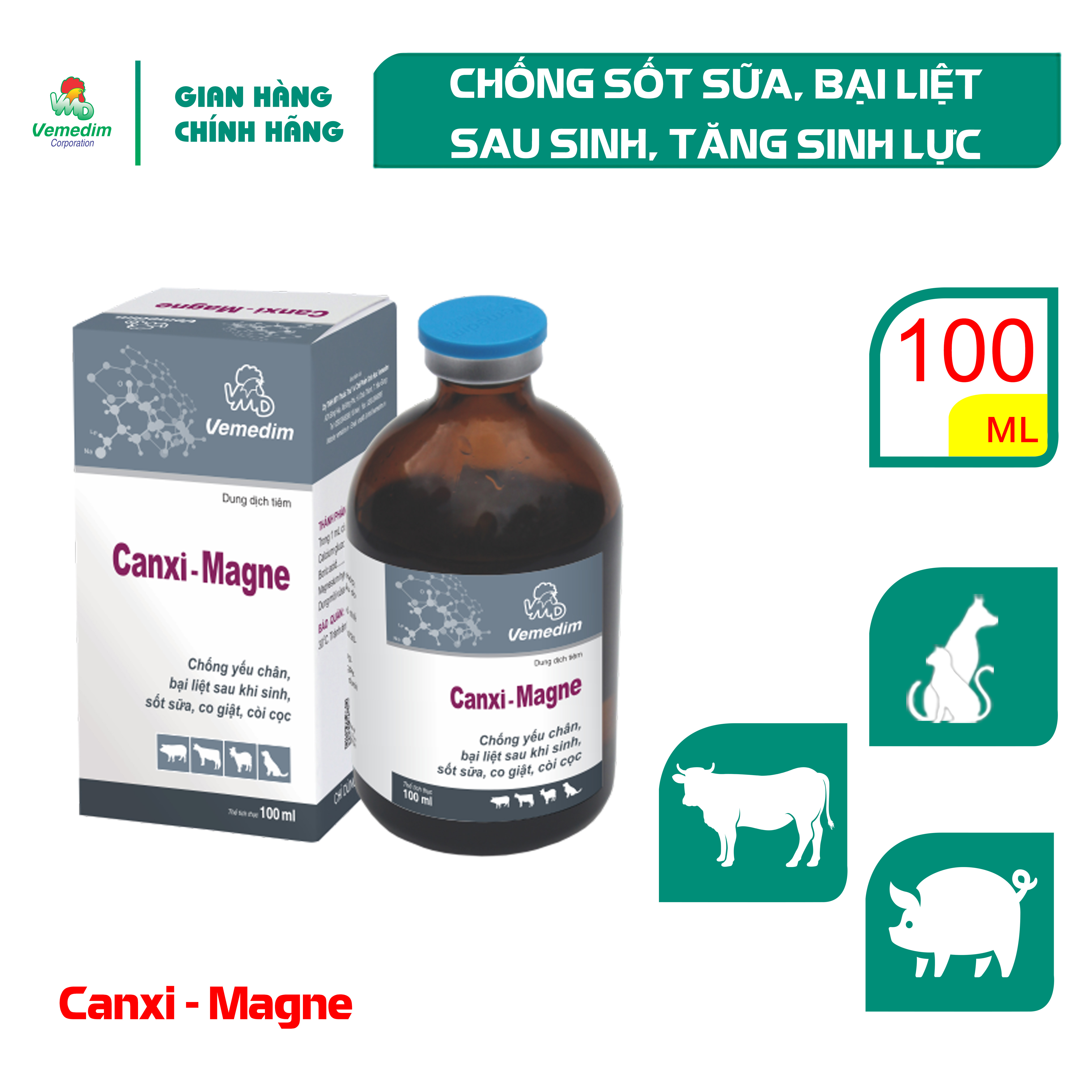 "Hoàn tiền đến 10%" Vemedim Canxi-Magne bổ sung canxi-magne cho chó mèo, chai 100ml