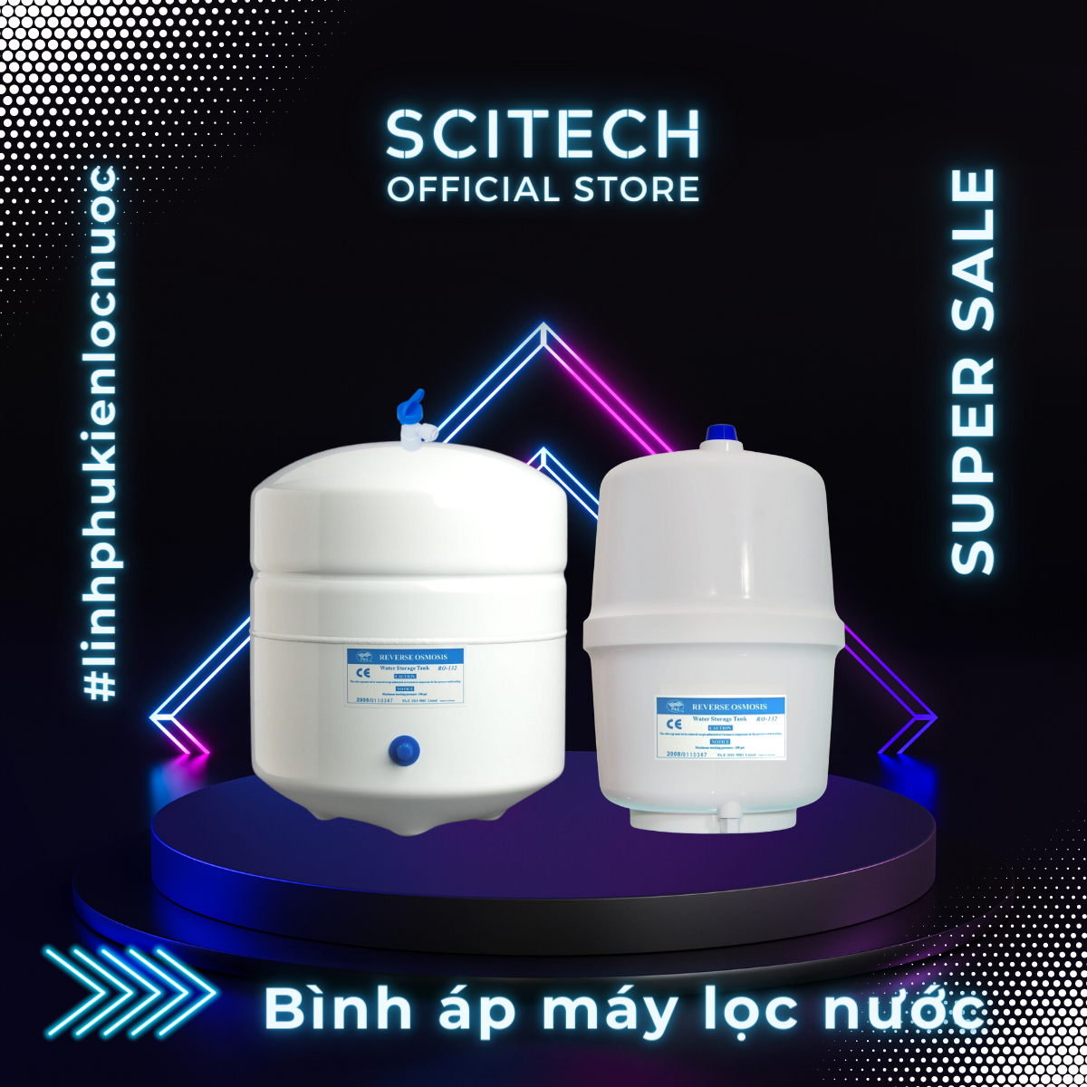 [HCM]Bình áp máy lọc nước (Bình áp nhựa hoặc bình áp thép dung tích 8L hoặc 10L) - Scitech Water