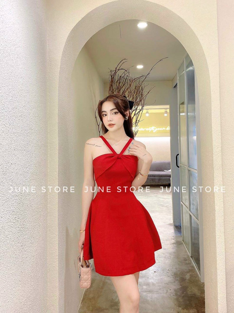 [Hot] Đầm Xòe + Áo Khoác Ngắn Tay