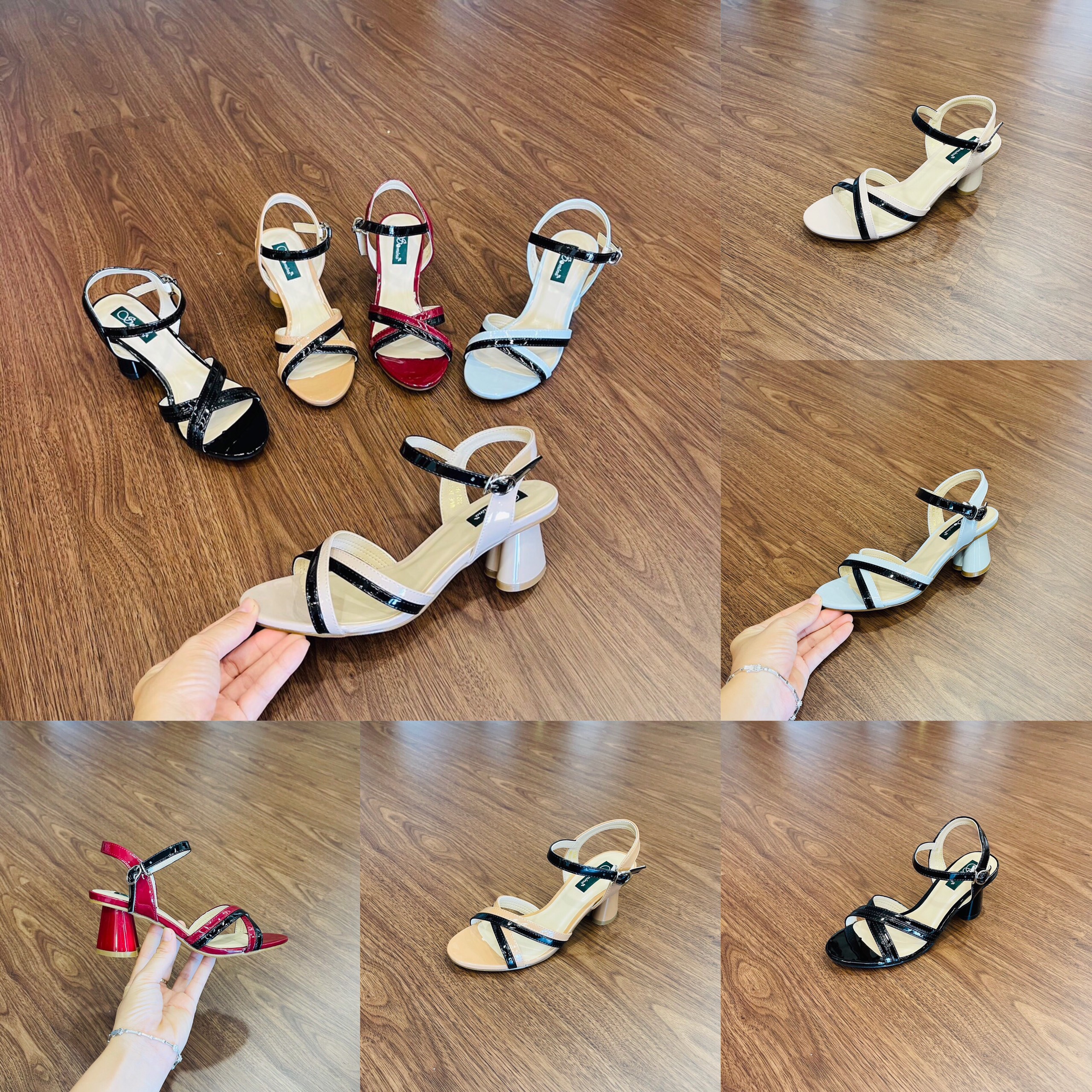 Sandal gót tim 5cm quai chéo 2 dây MT3091