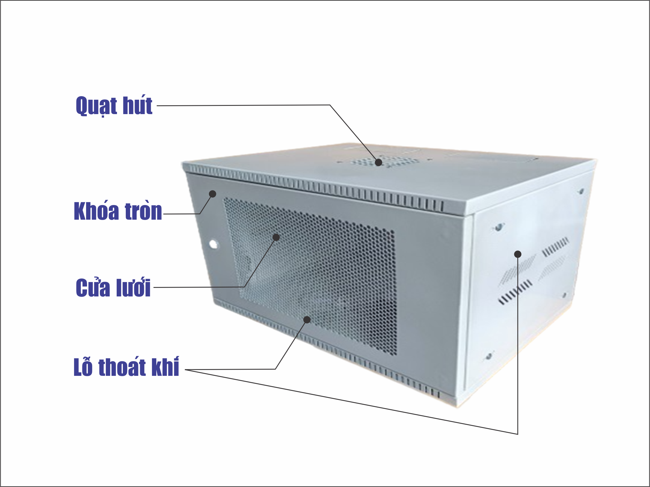 TỦ RACK (TỦ MẠNG) 4U (D400) treo tường (màu xám trắng/màu đen) - mẫu treo tường