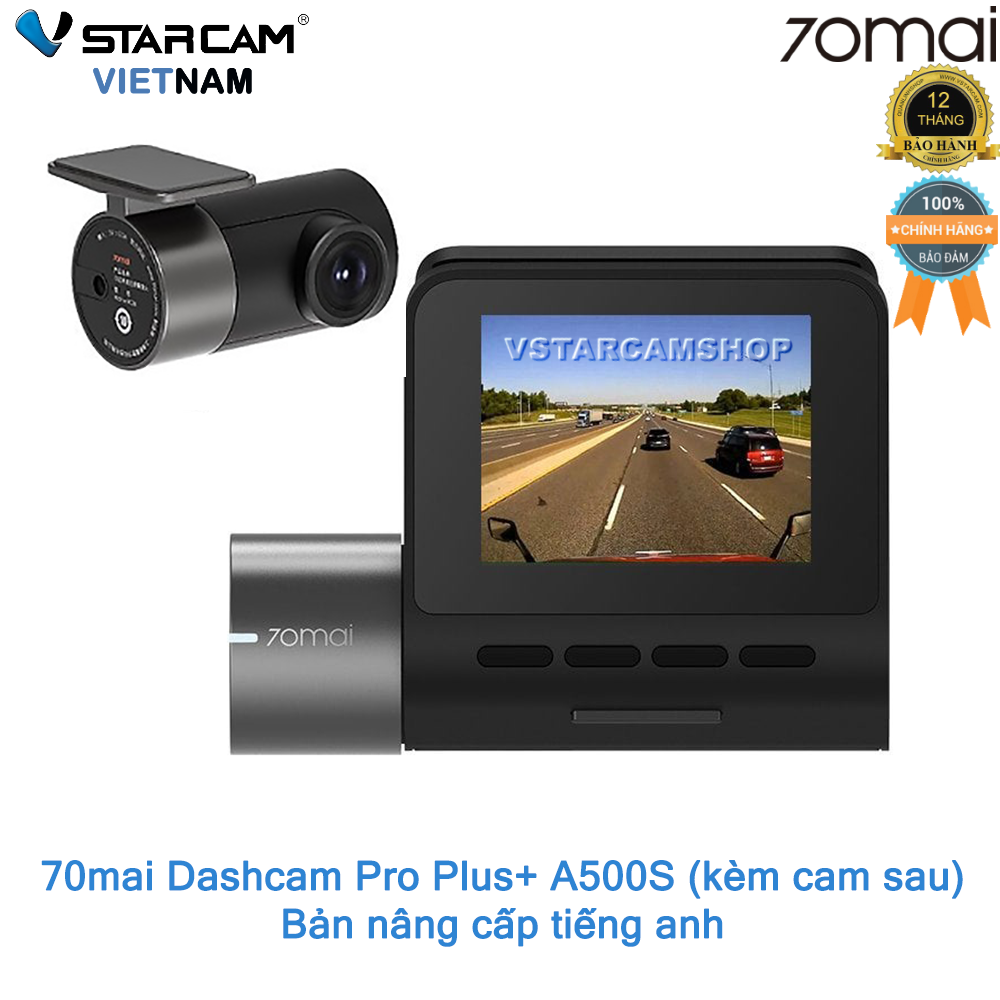 Bộ Camera hành trình 70mai Dash Cam Pro Plus+ A500S kèm cam sau
