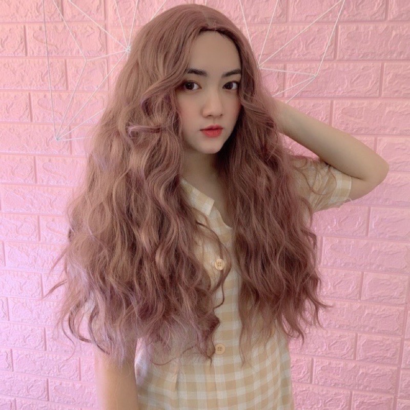 tóc giả hai mái uốn sóng xù