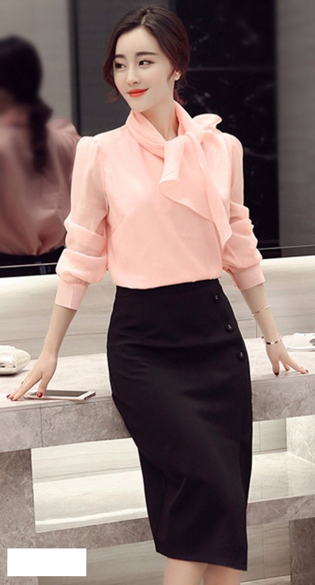 [HCM]Chân váy bút chỉ phối nút