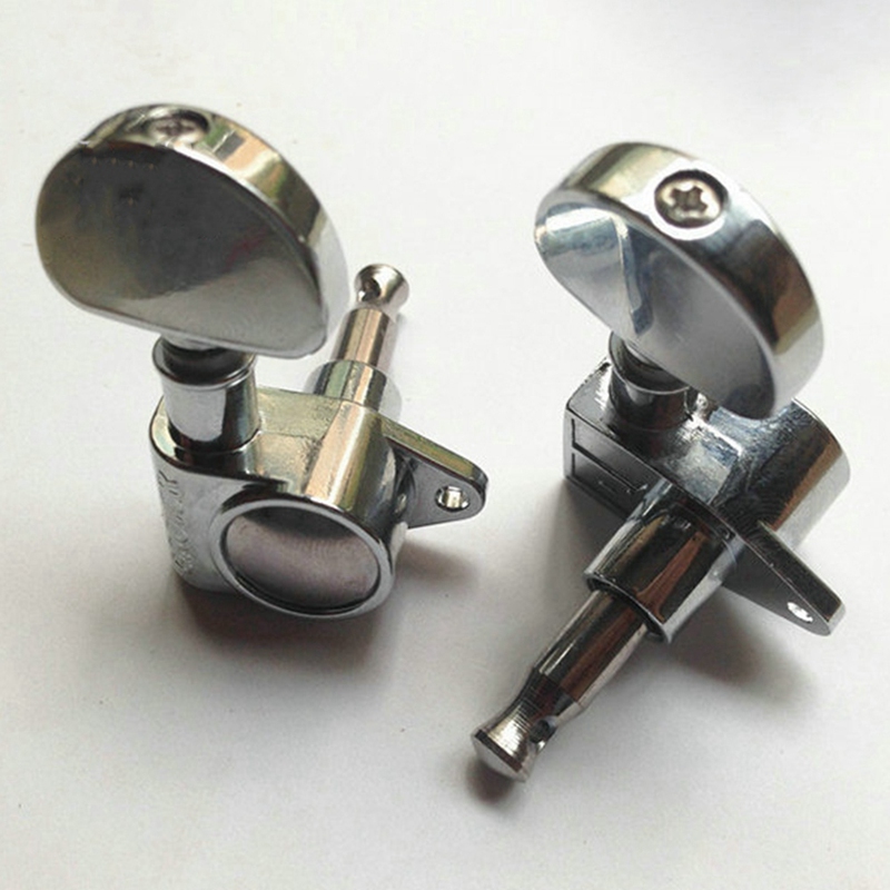 1Set Guitar String Knob Grover String Winder Keys Tuners Machine Heads Fully Enclosed Silver