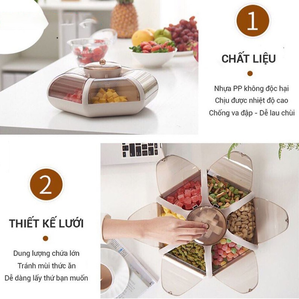 KHAY MỨT HOA 6 CÁNH SEN TUYỆT ĐẸP
