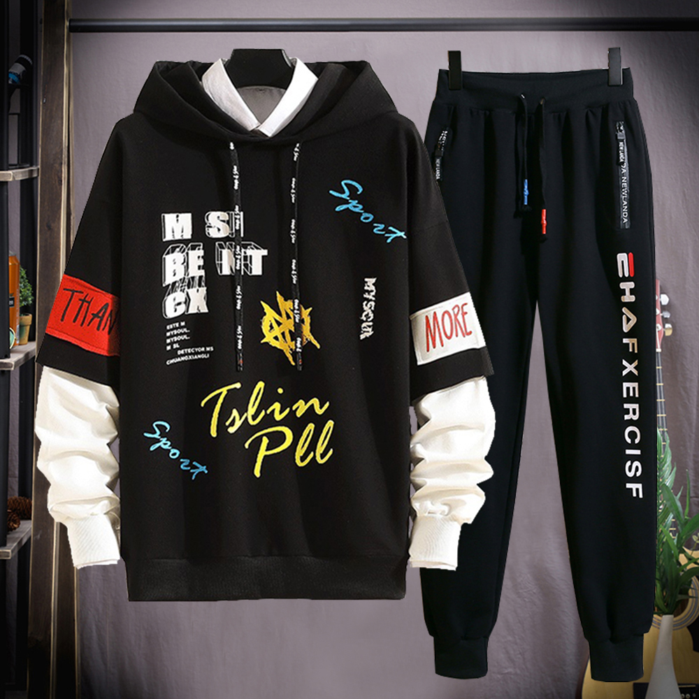 Bộ Quần Áo Nỉ Nam Áo Hoodies Có Mũ Trùm Đầu Phối Hoạ Tiết Chữ Sport Kết Hợp Quần Jogger Khoá Túi Bo Ống Đơn Giản Thời Trang Hot Trend FORYOU SET NAM 90000142
