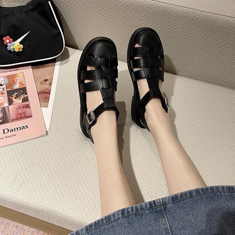 [SenXanh] Sandal rọ đan bít mũi tròn đế bệt quai cài - 2P