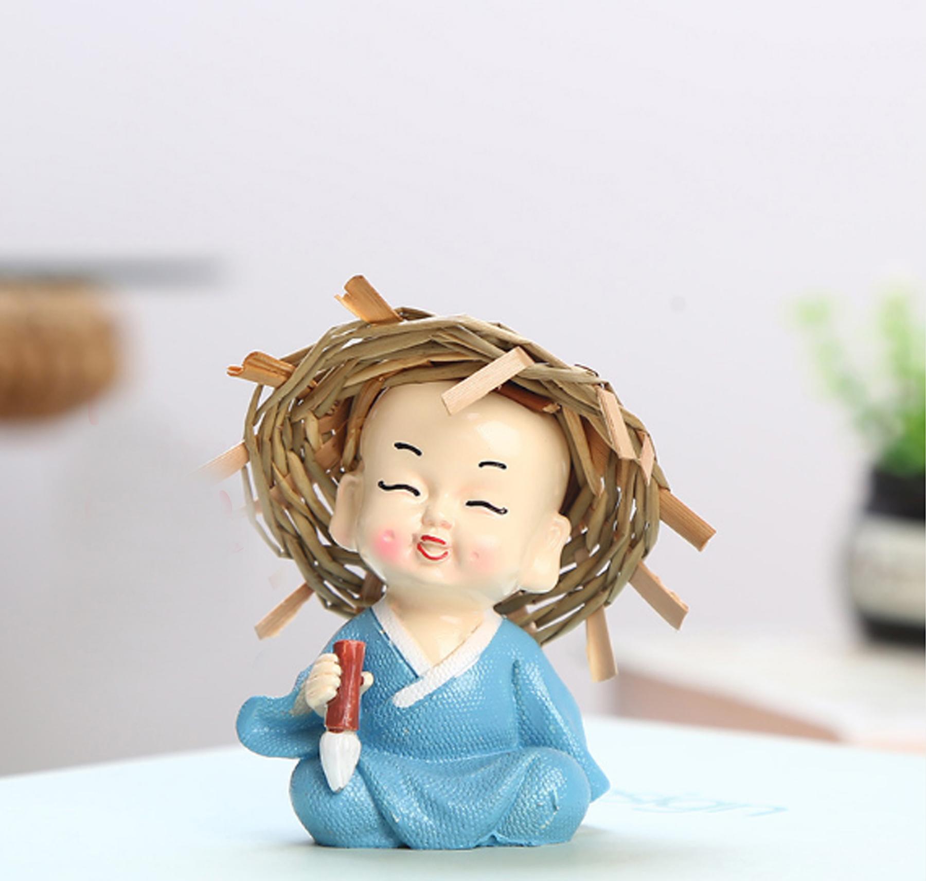 Bộ 4 tượng Cầm Kỳ Thi Họa đội nón rơm