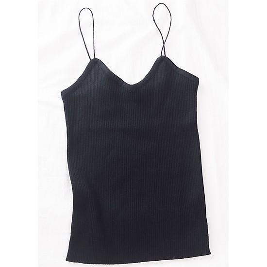 Áo 2 Dây Cotton Dáng Dài - Đen