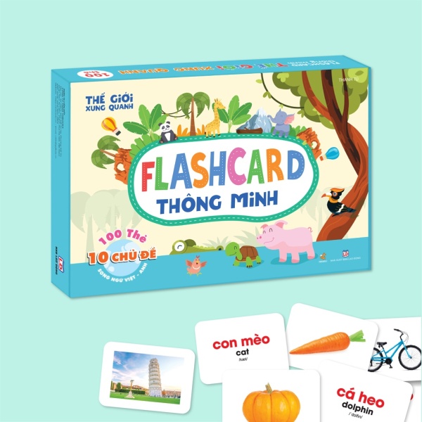 Thẻ học thông minh cho bé - Bộ 100 thẻ flashcard thế giới xung quanh cỡ to A5 17x21cm - Giáo dục sớm cho bé theo phương pháp Glenn Doman