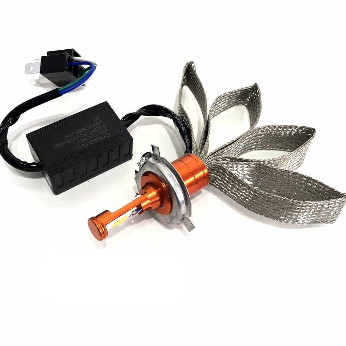 Đèn pha led 2 tim h4 ánh sáng trắng loại 1