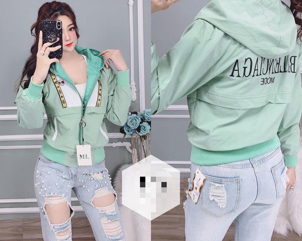 Áo khoát dù nữ in chữ cao cấp AG