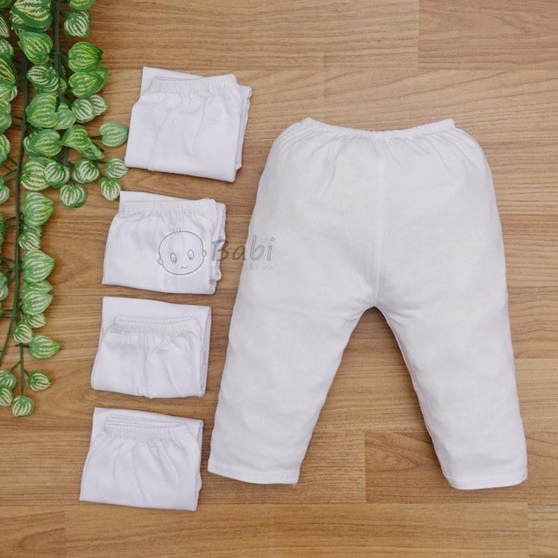Bộ 5 Quần dài sơ sinh Bosini màu trắng cho bé từ 0-12 tháng