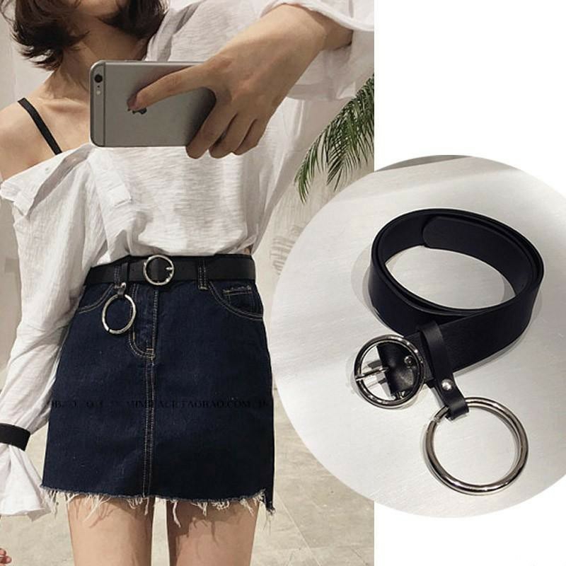 Dây thắt lưng khuy tròn kiểu dáng thời trang hàng cao cấp