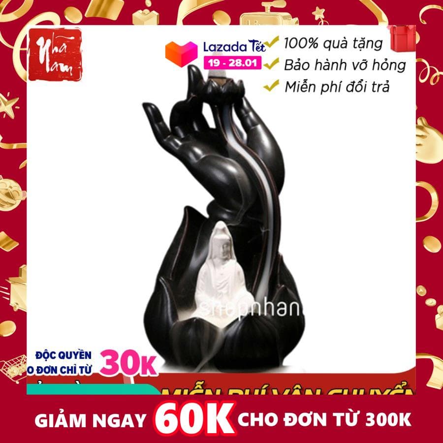 Thác Khói Trầm Hương Để Bàn Quan Âm Bạch Y, Tặng 3 Nụ Trầm - Phong Thủy Nhã Nam