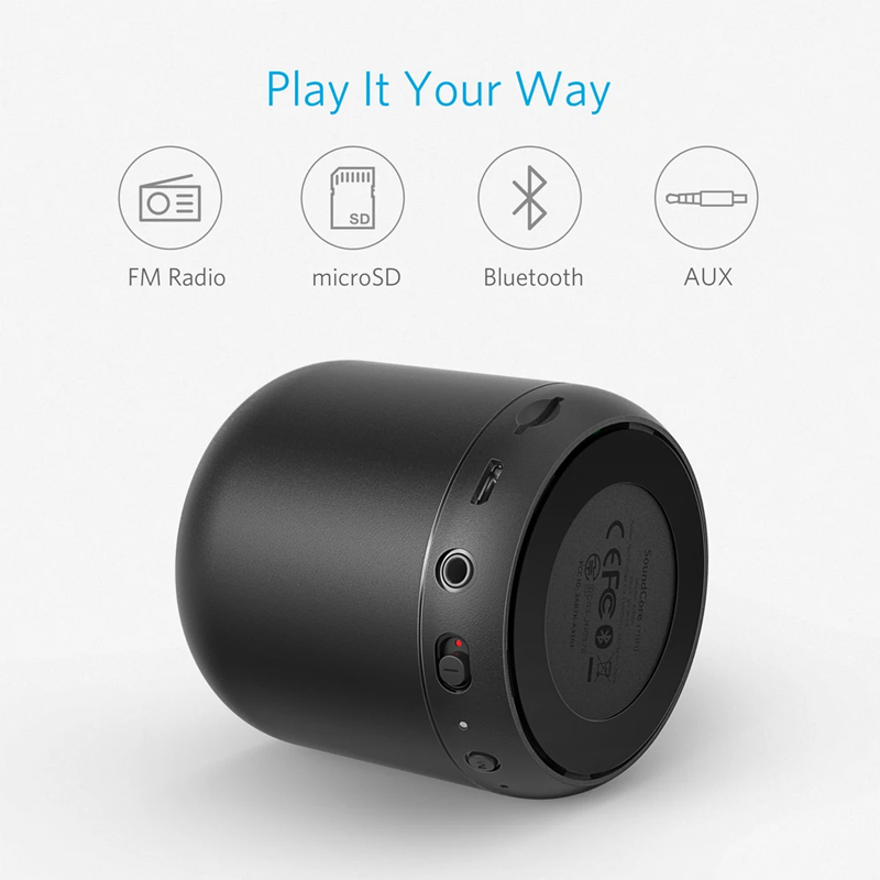 Soundcore by Anker Mini Bluetooth Speaker FM Radio Portable Bluetooth Speaker 66ft connection range