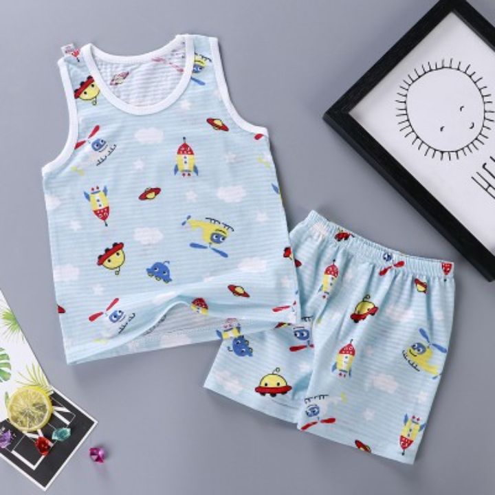 Bộ ba lỗ sát nách sợi tre cho bé - Size 73
