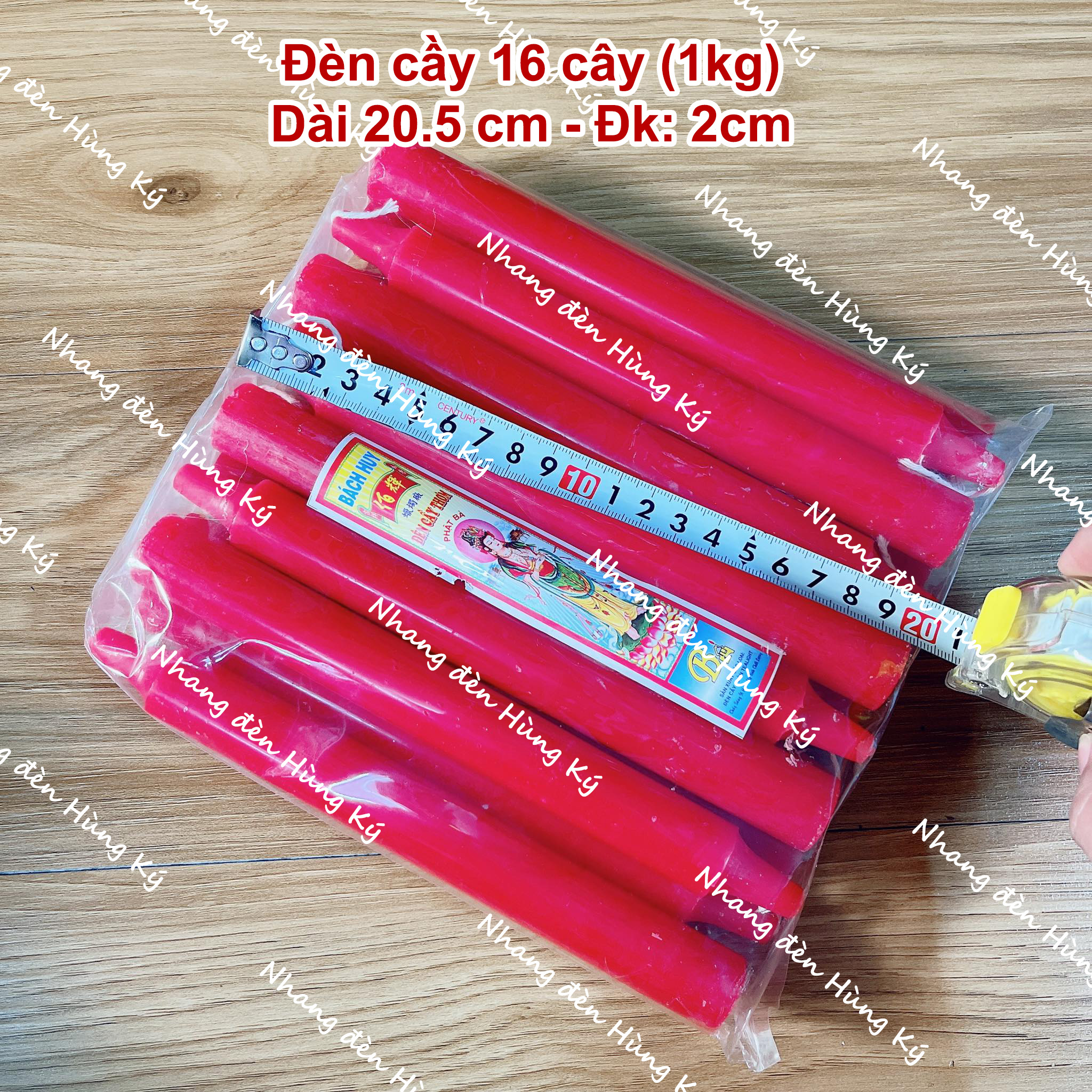 {1 kg} Đèn cầy sáp thơm 16 cây 20.5cm