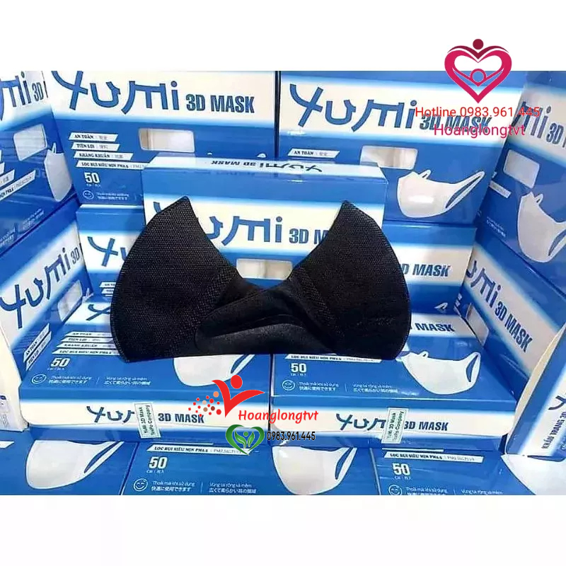 Khẩu trang 3D mask màu ĐEN (Hộp 50 chiếc)