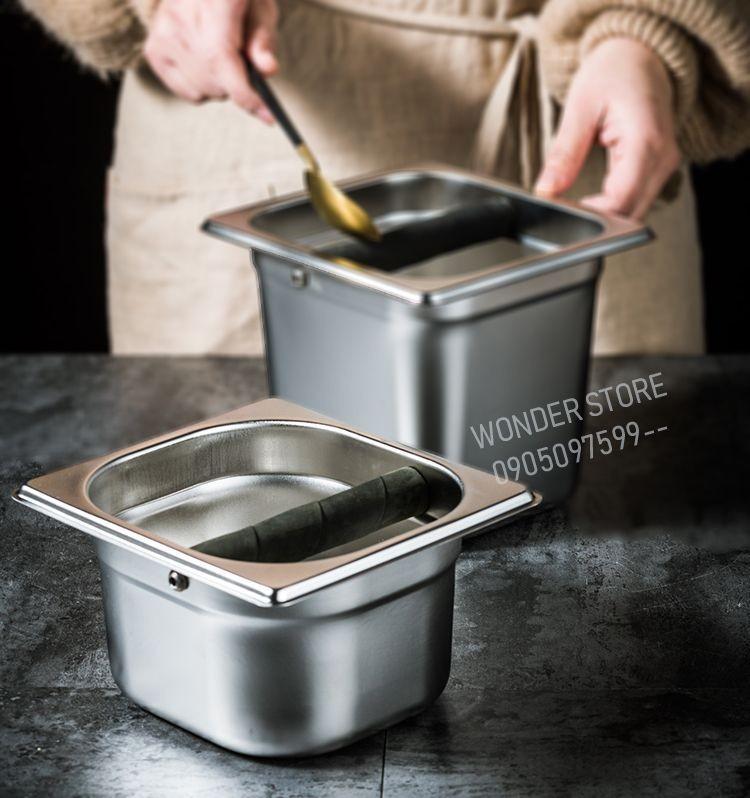 [HCM]Hộc đập bã cà phê inox Hộp đựng bã cà phê 1kg