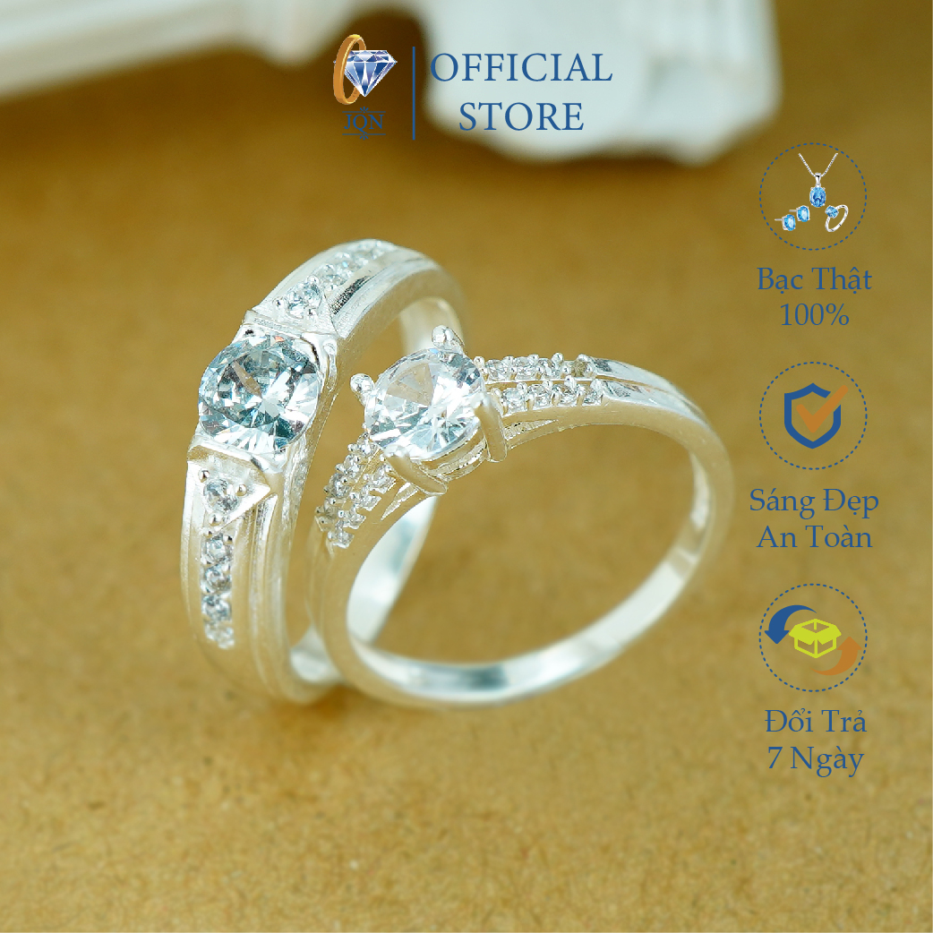 Nhẫn Đôi Bạc Thật Nhẫn Cặp Nam Nữ JQN Chất Liệu Bạc Chuẩn Sáng Đẹp D01