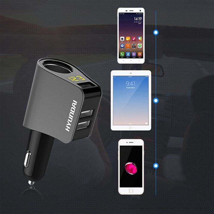 Bộ chia tẩu sạc ô tô 1 tẩu 3 cổng USB đa năng trên ô tô