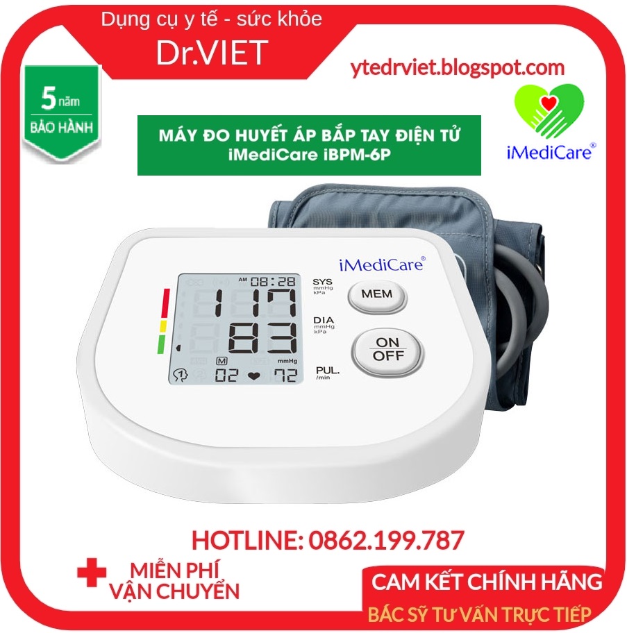 Sphygmomanometer upper arm imedicare ibpm-6p [genuine]-warning đột stroke, arrhythmia, blood pressure warning automatic high precision for the elderly, elderly-memory storage results 99 times