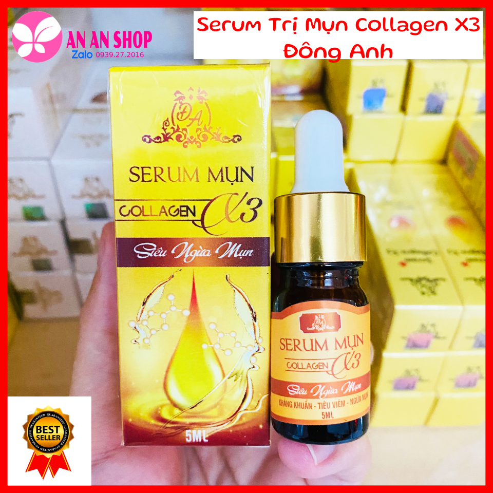 Serum Mụn X3 Collagen Đông Anh - Chính hãng 5ml - Mẫu mới 2022