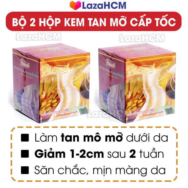 Liệu trình giảm mỡ 2 hộp kem tan mỡ bụng cấp tốc gừng ớt Flourish Thái Lan 700ml x2 nhập khẩu